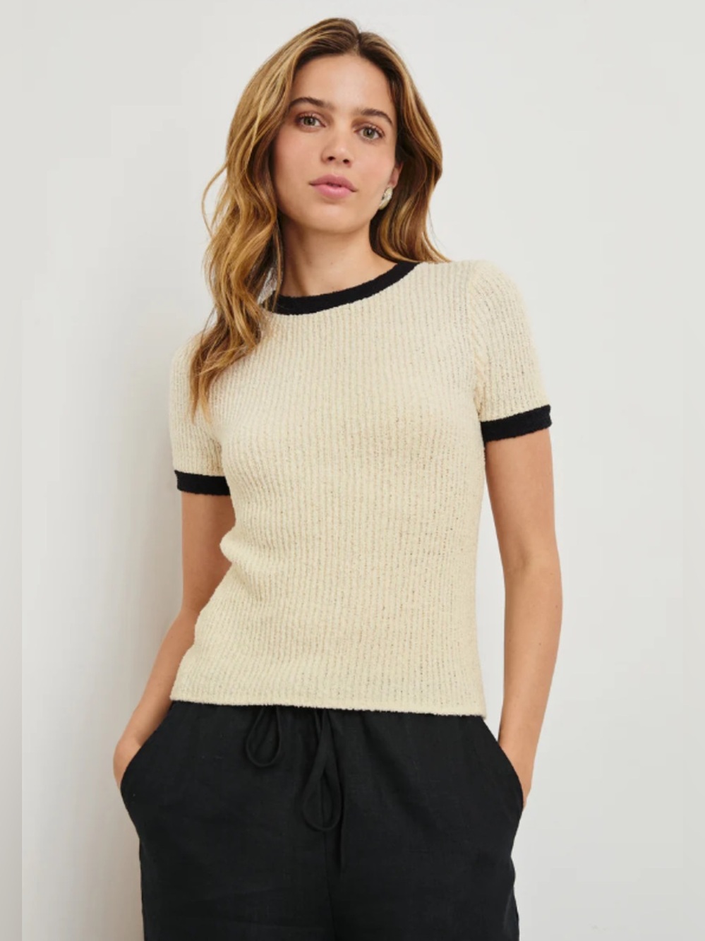 Rails Meredith knit contrast collar top size small